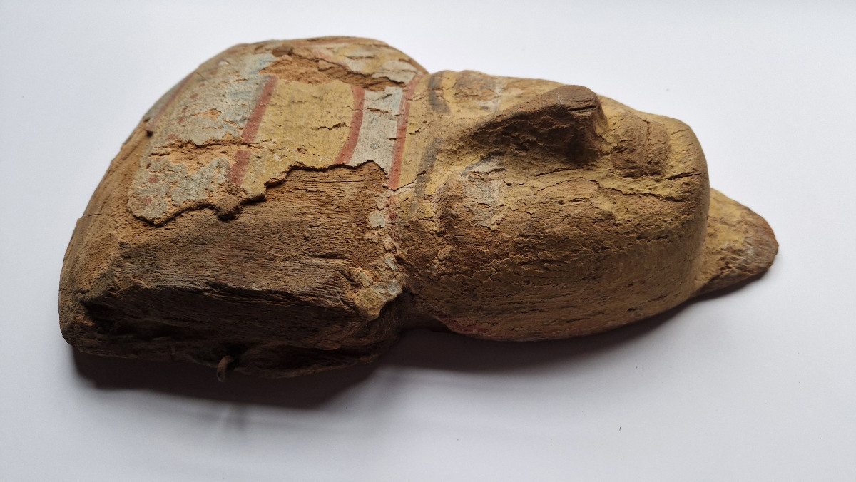 Egyptian Mummy Mask Polychromed Wood Late Dynastic Period Circa 700-300 Bc-photo-8