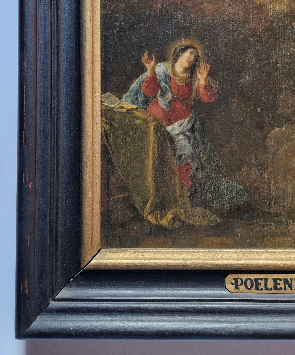 17th C Old Master Circle Of Cornelis Van Poelenburch (utrecht C.1595–1667) The Annunciation-photo-3