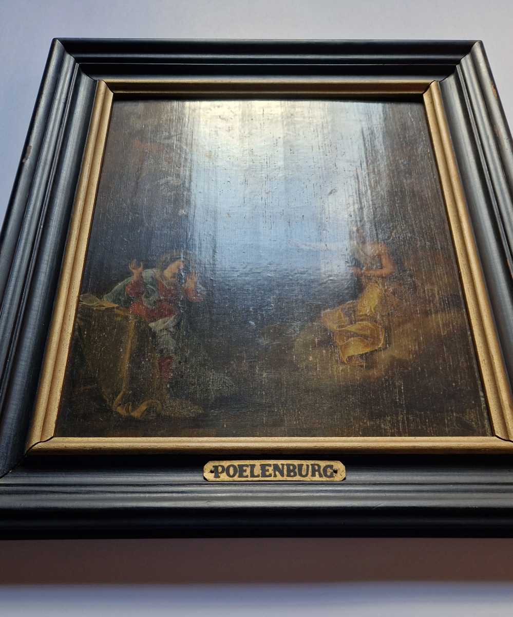 17th C Old Master Circle Of Cornelis Van Poelenburch (utrecht C.1595–1667) The Annunciation-photo-5