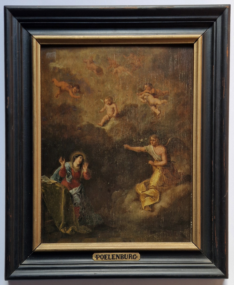 17th C Old Master Circle Of Cornelis Van Poelenburch (utrecht C.1595–1667) The Annunciation