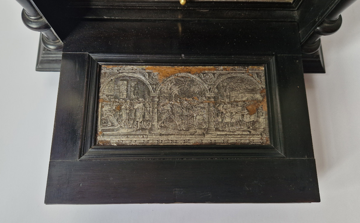 Ebony Table Cabinet With Silver Foil Interior, Antwerp, 17th Century, Circa 1650-photo-6