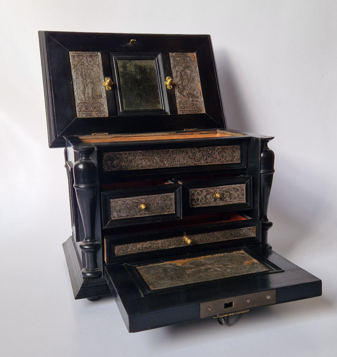 Ebony Table Cabinet With Silver Foil Interior, Antwerp, 17th Century, Circa 1650