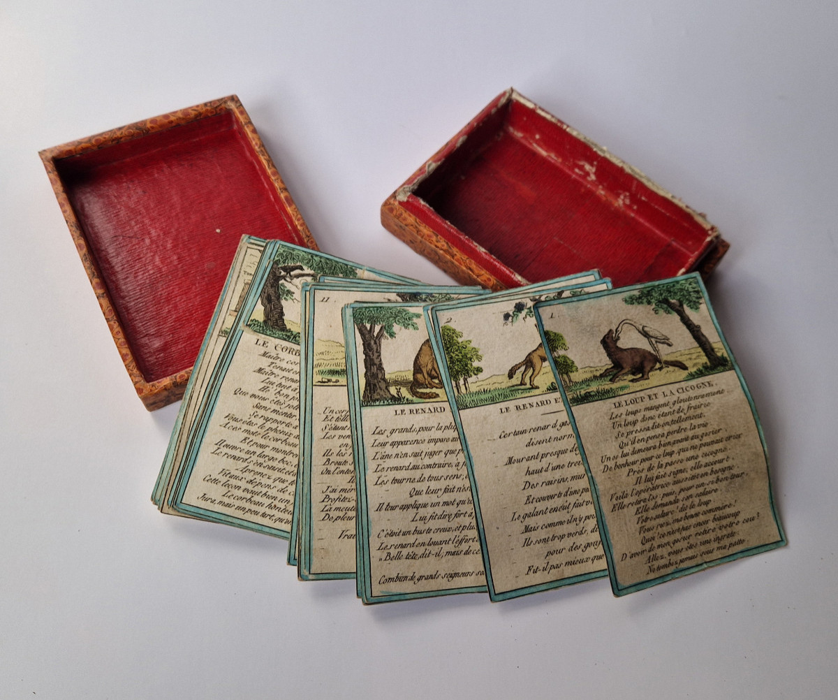 Fables choisies de La Fontaine, Paris, vers 1820  Très rare jeu complet de 25 cartes-photo-2