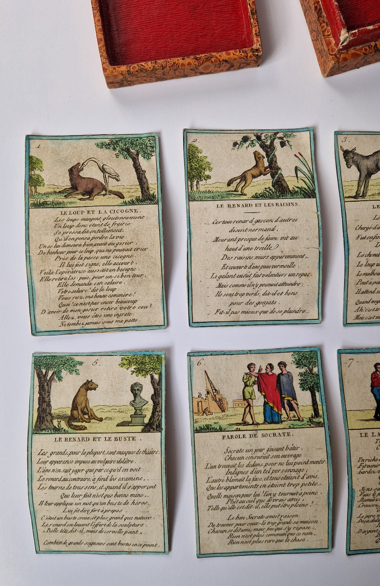 Fables choisies de La Fontaine, Paris, vers 1820  Très rare jeu complet de 25 cartes-photo-4