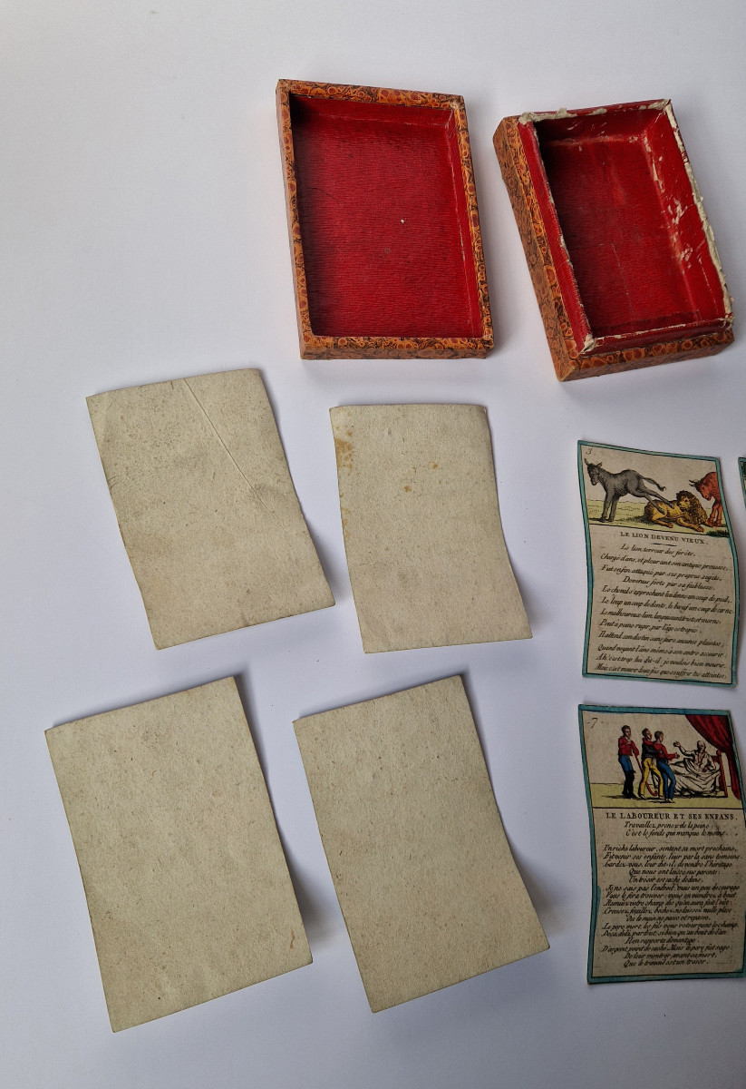 Fables choisies de La Fontaine, Paris, vers 1820  Très rare jeu complet de 25 cartes-photo-1
