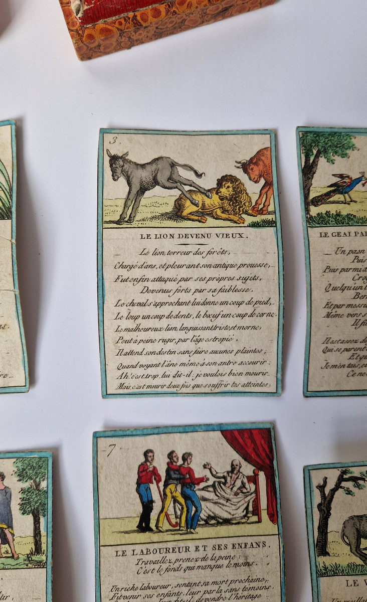 Fables choisies de La Fontaine, Paris, vers 1820  Très rare jeu complet de 25 cartes-photo-2