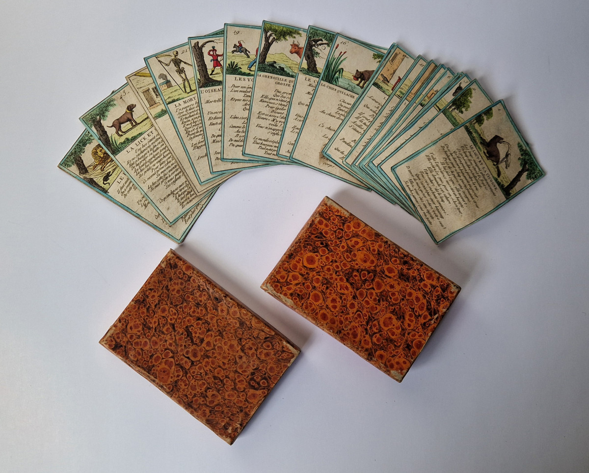 Fables choisies de La Fontaine, Paris, vers 1820  Très rare jeu complet de 25 cartes