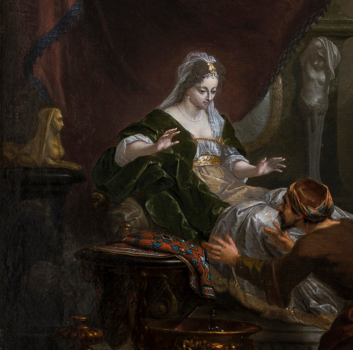 Peinture c1700 XVIIe / XVIIIe par Arnold Houbraken (Dordrecht 1660–1719) Esther and Ahasveros  -photo-1