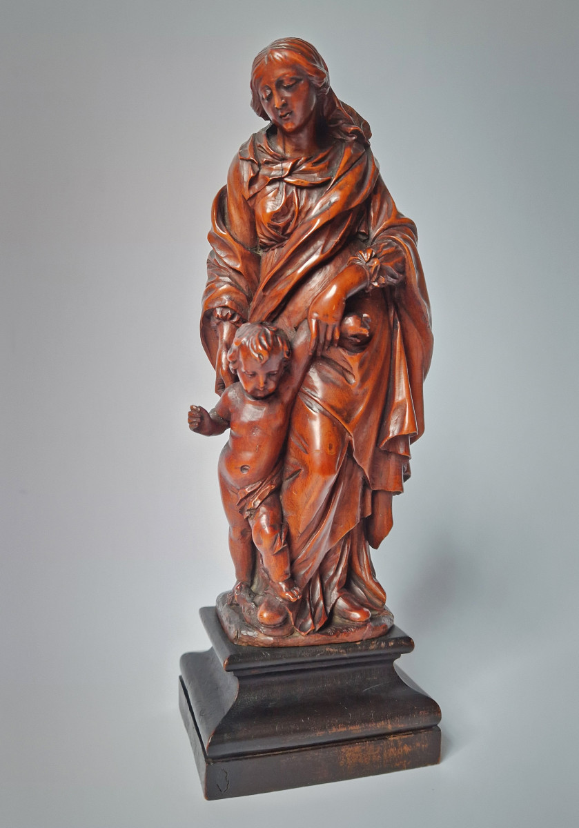 Flemish 17th-c Sculpture By Nicolaes Van Der Veken (malines 1637–1704) Virgin And Child -photo-2