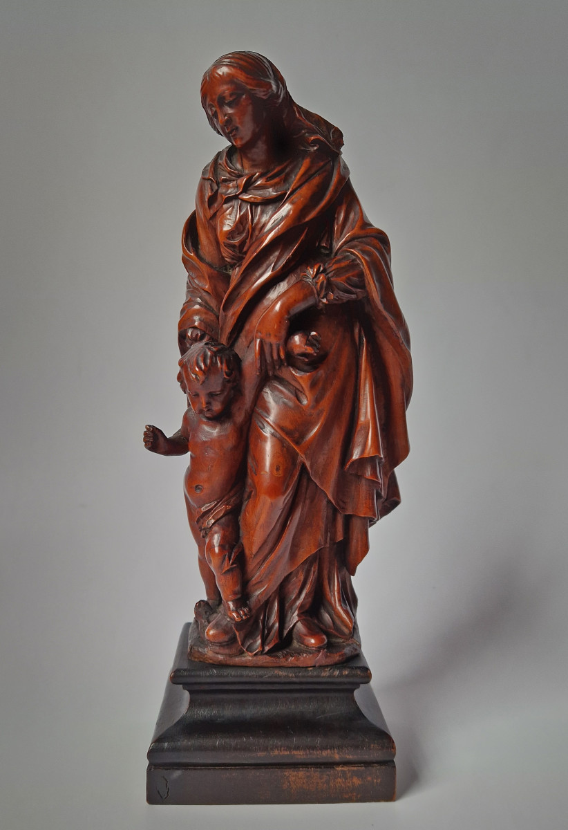 Flemish 17th-c Sculpture By Nicolaes Van Der Veken (malines 1637–1704) Virgin And Child 