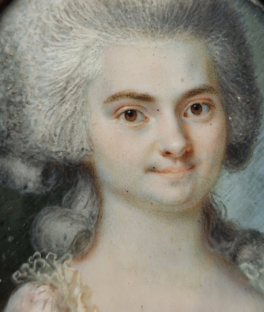 French Or German School, Circa 1775. Portrait Miniature Of A Lady -photo-4