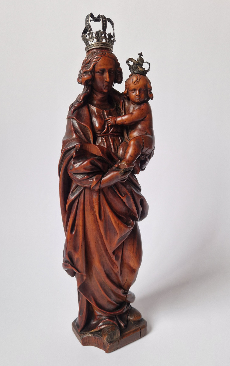 Unknown Flemish Artist, Early 17th Century, The Virgin And Child, Boxwood Sculpture-photo-2