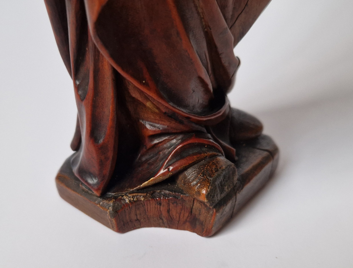 Unknown Flemish Artist, Early 17th Century, The Virgin And Child, Boxwood Sculpture-photo-6