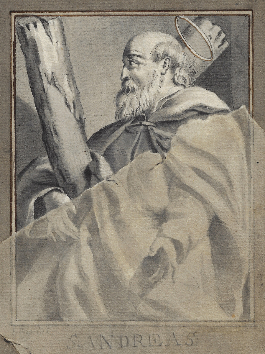 18th Century Old Master Drawing Trompe L’oeil Scene St Andreas -photo-3