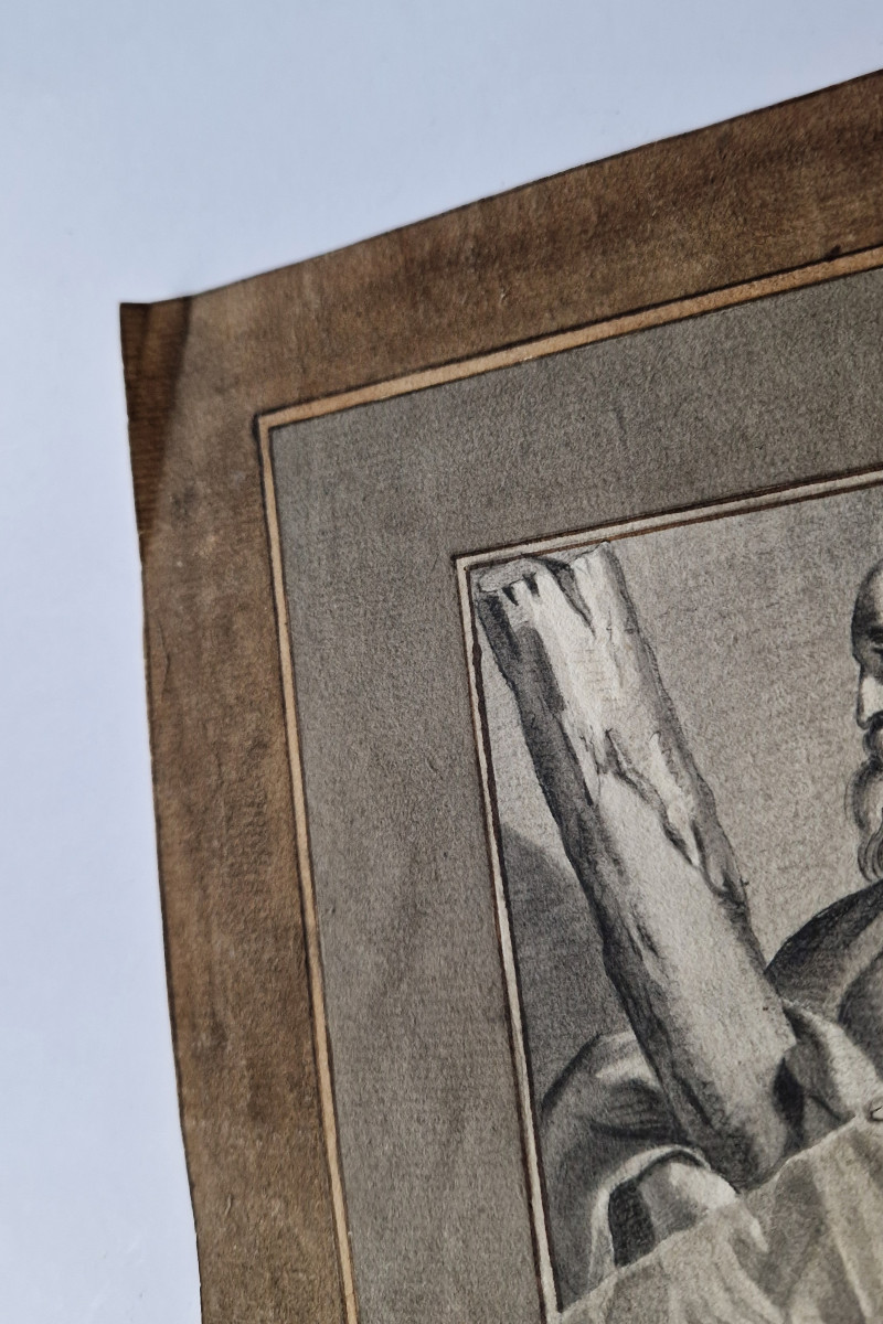 18th Century Old Master Drawing Trompe L’oeil Scene St Andreas -photo-3