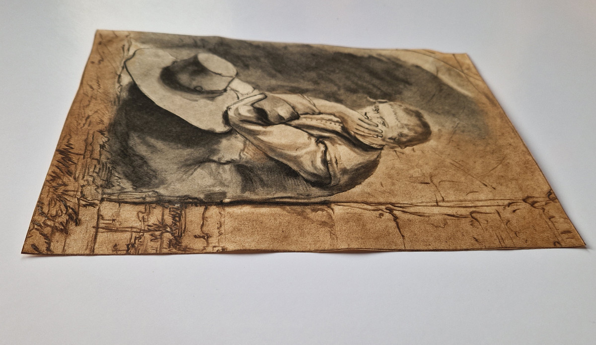 18th Century "print Drawing" By Jurriaan Cootwyck (amsterdam 1714–1798) Boy In A Window -photo-3