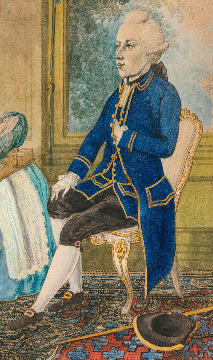 Dessin ancien XVIIIe par Isaac Lodewijk La Fargue van Nieuwland (1726–1805)Portrait d'un couple-photo-3