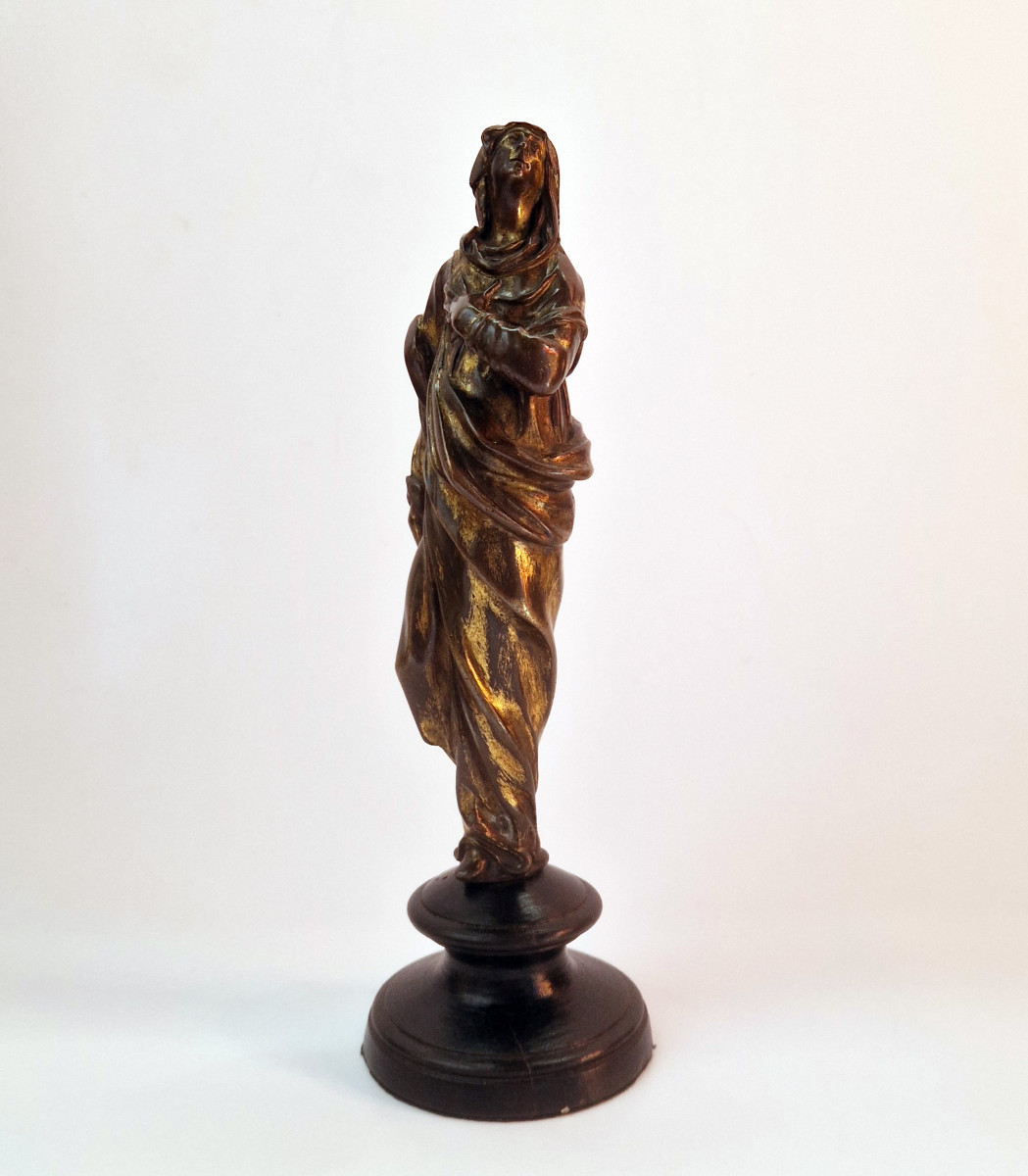 Partially Fire-gilt Bronze Statuette Of The Virgin Italy Late Mannerist Circa 1600-photo-2