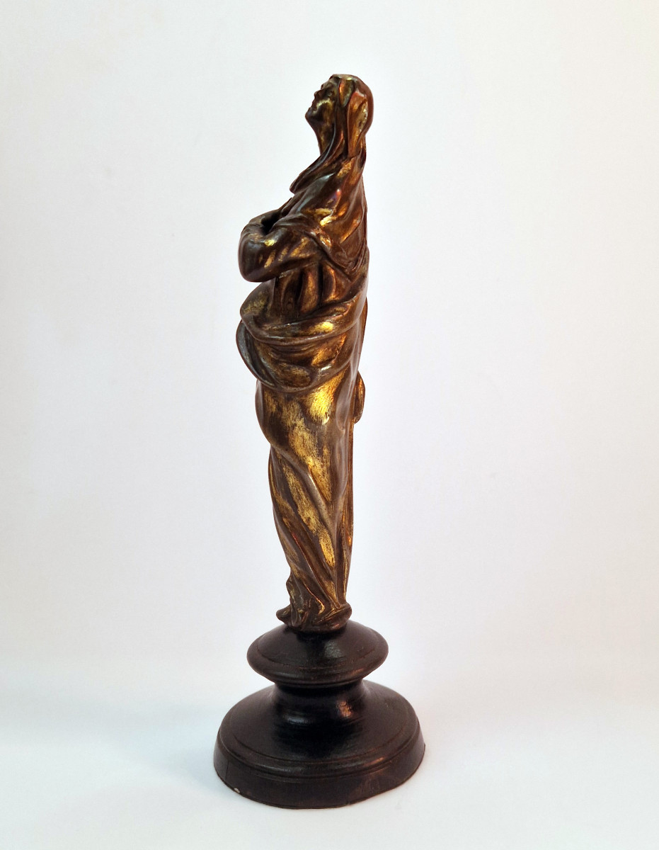 Partially Fire-gilt Bronze Statuette Of The Virgin Italy Late Mannerist Circa 1600-photo-3