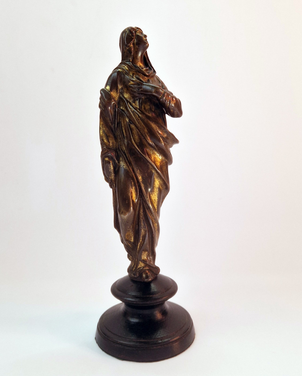 Partially Fire-gilt Bronze Statuette Of The Virgin Italy Late Mannerist Circa 1600-photo-2