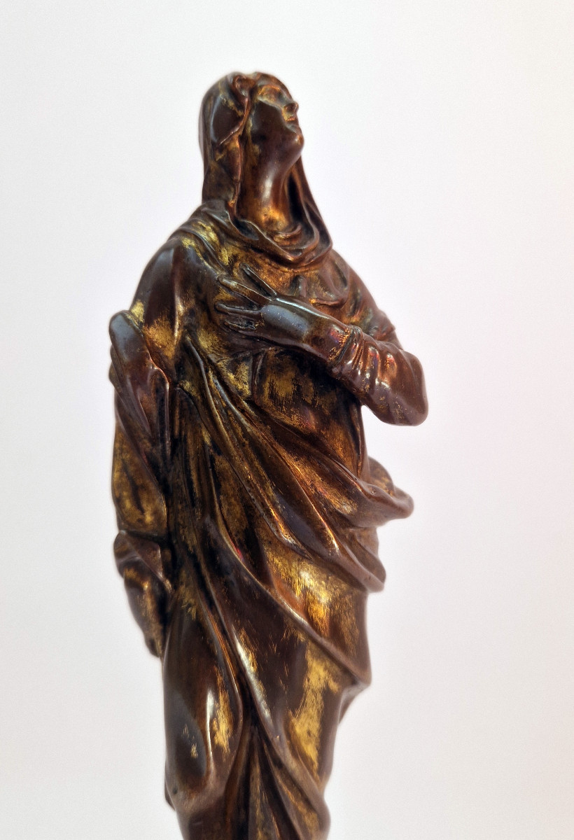 Partially Fire-gilt Bronze Statuette Of The Virgin Italy Late Mannerist Circa 1600-photo-3