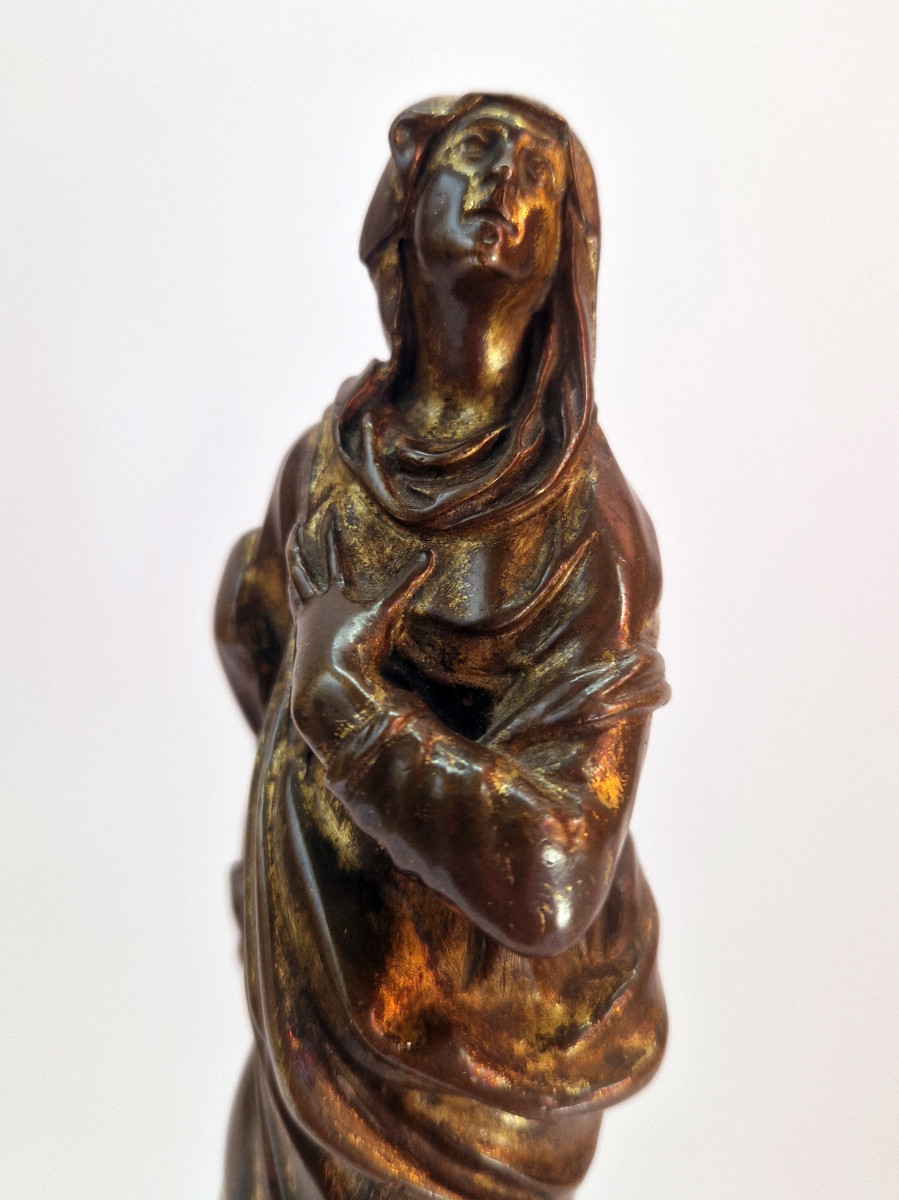 Partially Fire-gilt Bronze Statuette Of The Virgin Italy Late Mannerist Circa 1600-photo-4
