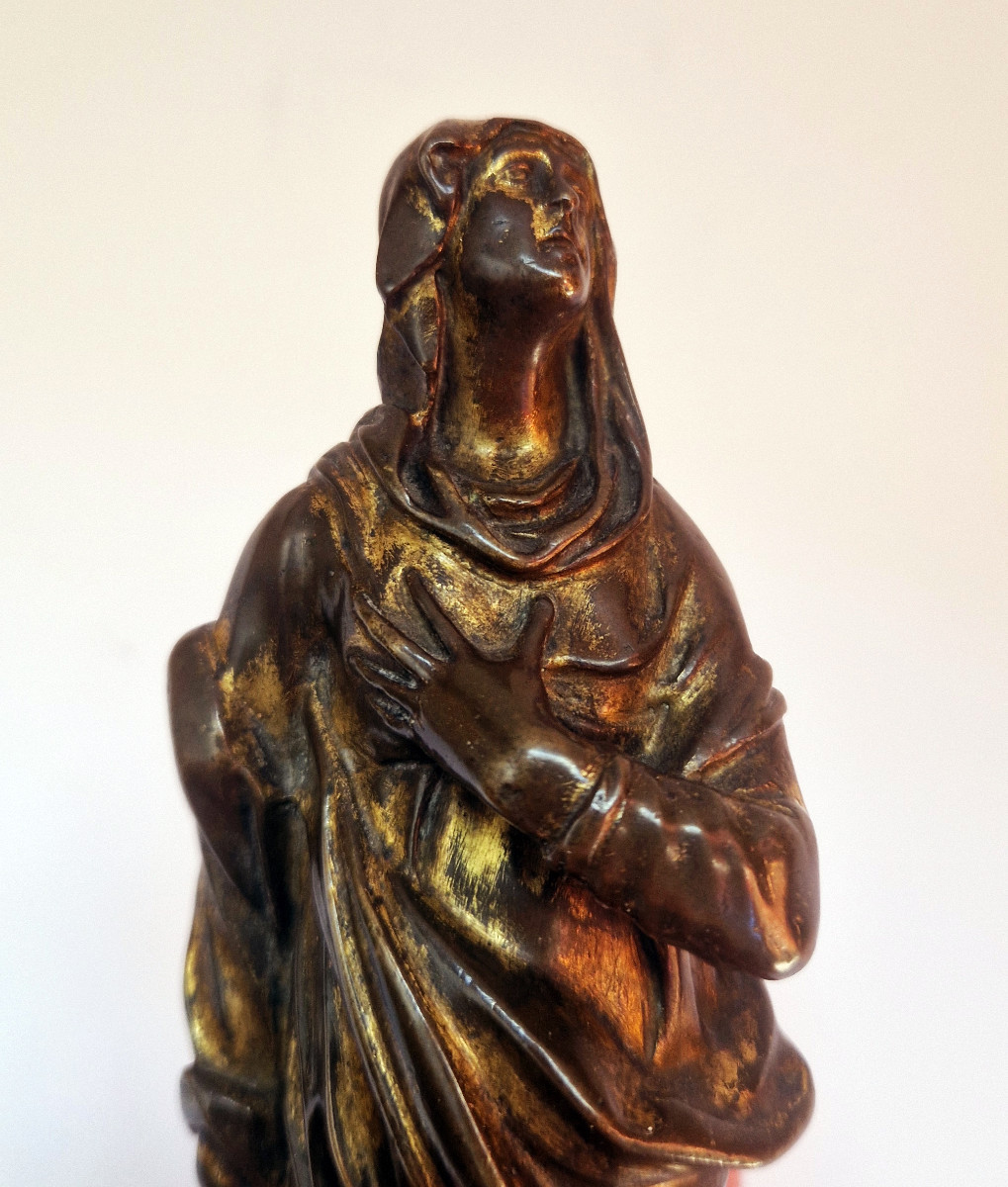Partially Fire-gilt Bronze Statuette Of The Virgin Italy Late Mannerist Circa 1600-photo-5