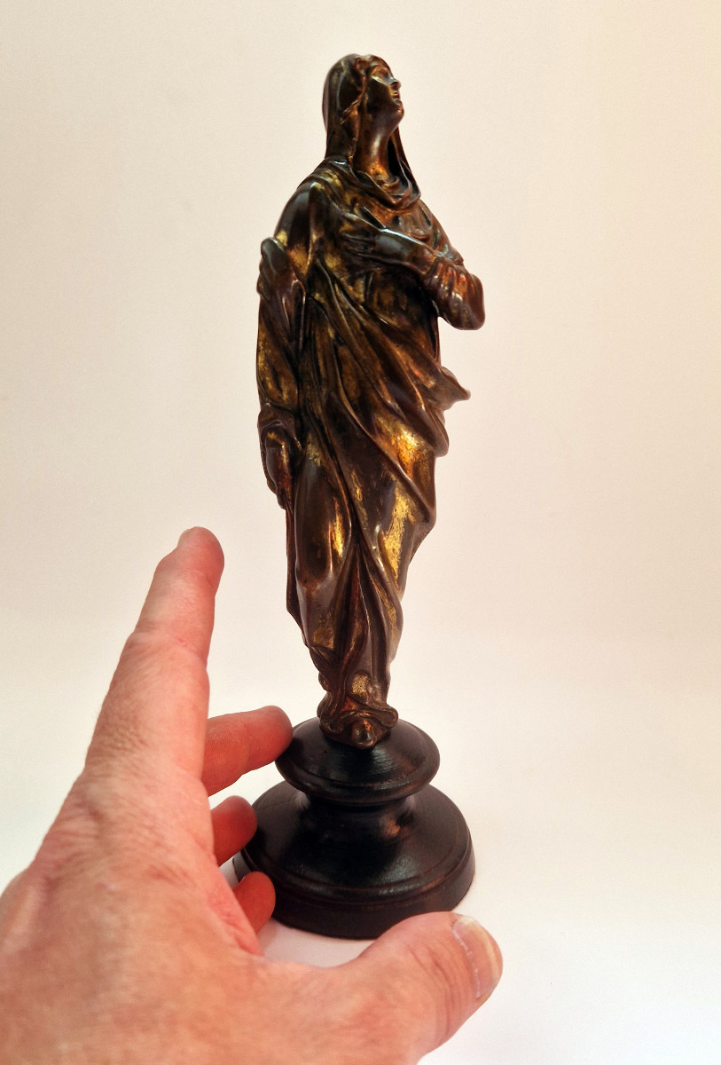 Partially Fire-gilt Bronze Statuette Of The Virgin Italy Late Mannerist Circa 1600-photo-7