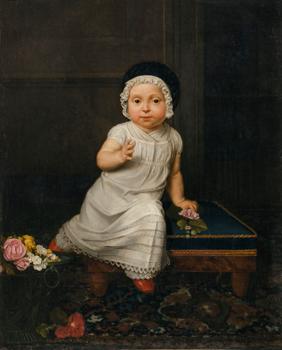 Old Master Painting Ca 1820 Attributed To Louis Hersent (1777-1860) Portrait Of A Child-photo-2