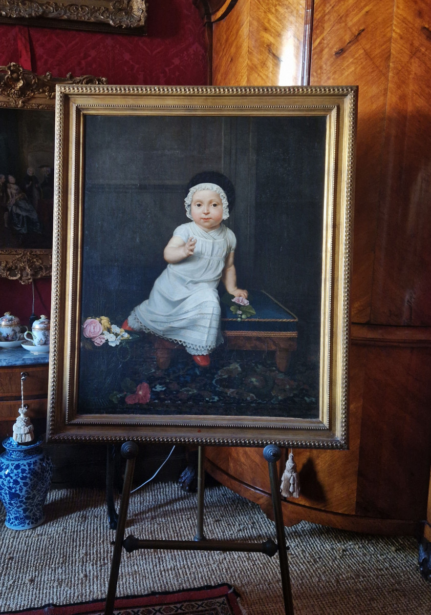 Old Master Painting Ca 1820 Attributed To Louis Hersent (1777-1860) Portrait Of A Child-photo-4