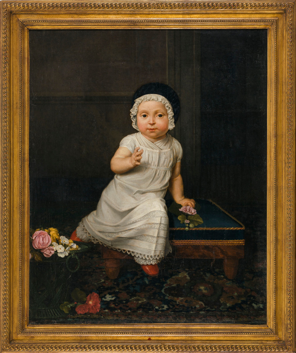 Old Master Painting Ca 1820 Attributed To Louis Hersent (1777-1860) Portrait Of A Child
