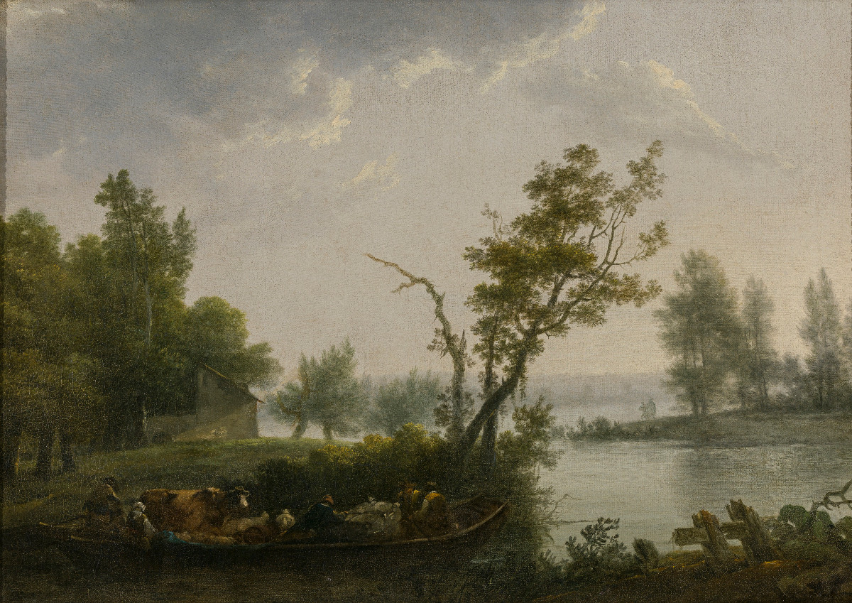 18th Century Old Master Painting Attr To Louis-gabriel Moreau (paris 1740-1806) River Landscape-photo-2