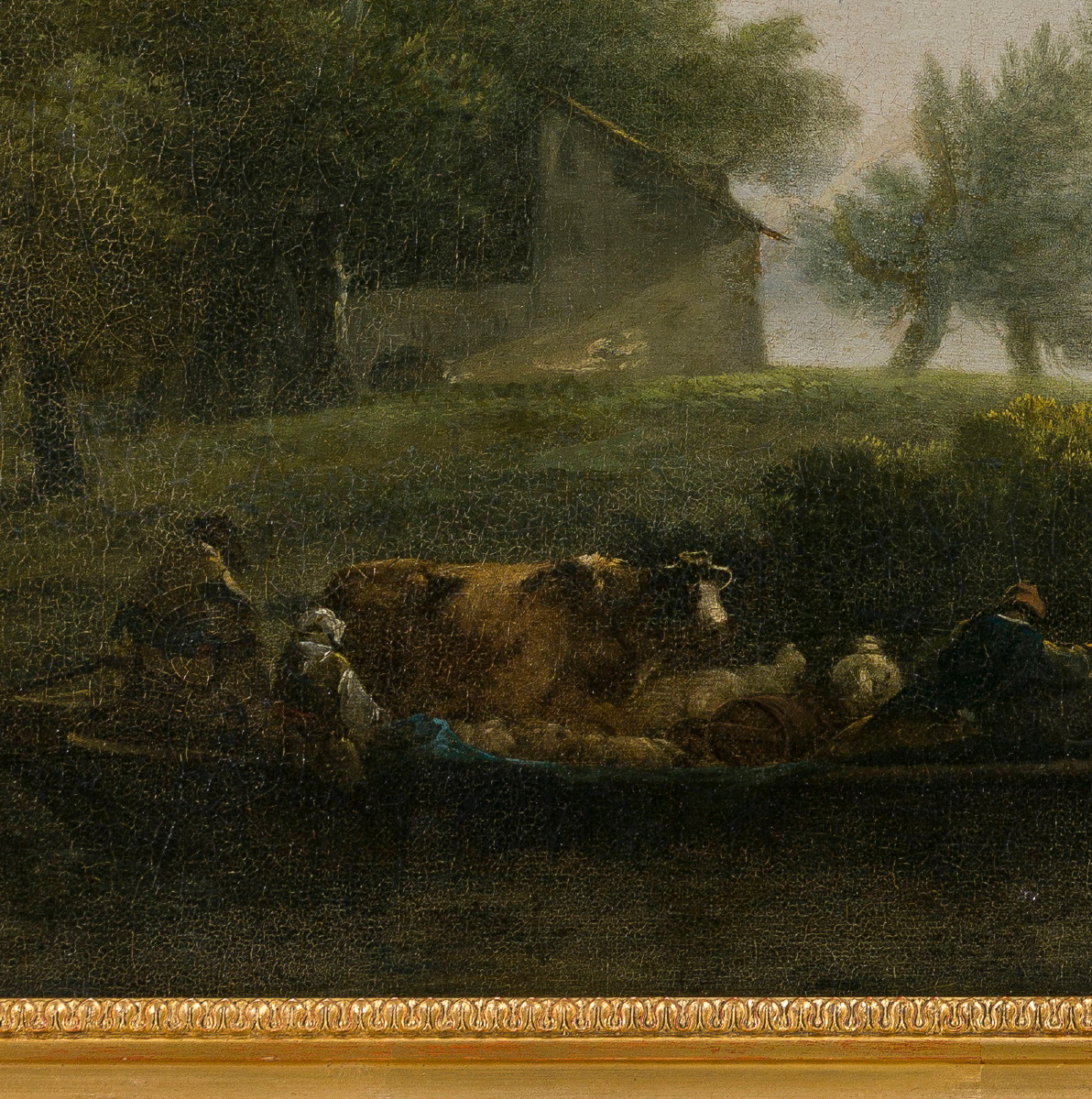 18th Century Old Master Painting Attr To Louis-gabriel Moreau (paris 1740-1806) River Landscape-photo-2