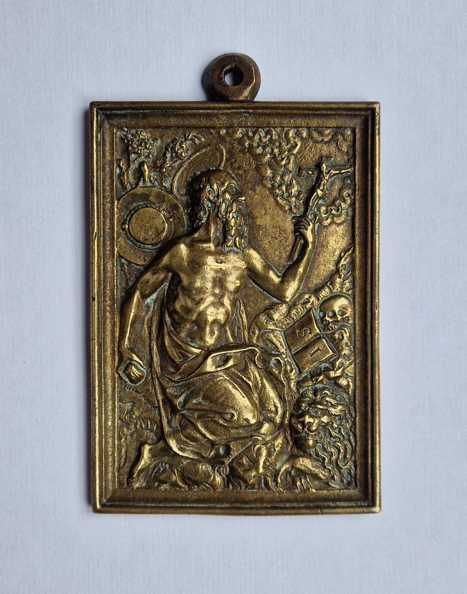 Saint Jérôme au Désert - Bas-relief en bronze coulé - Espagne, début du XVIIe siècle -photo-2