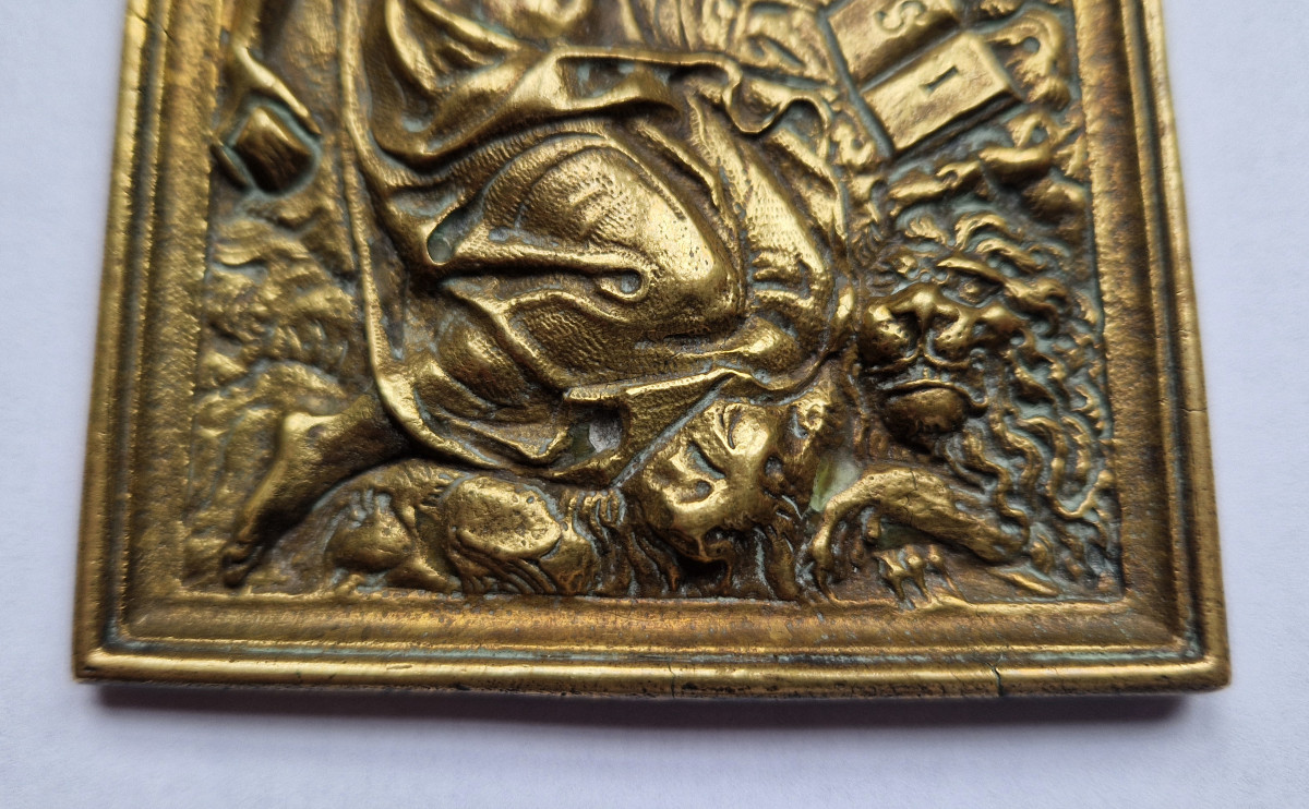 Saint Jérôme au Désert - Bas-relief en bronze coulé - Espagne, début du XVIIe siècle -photo-3
