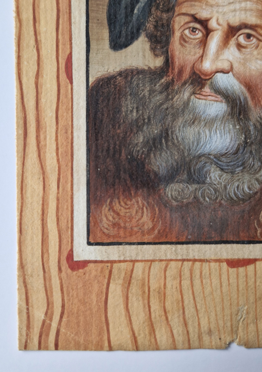 Dessin École française fin du XVIIIe siècle Trompe-l’œil d’un « dessin » sur fond de bois -photo-1