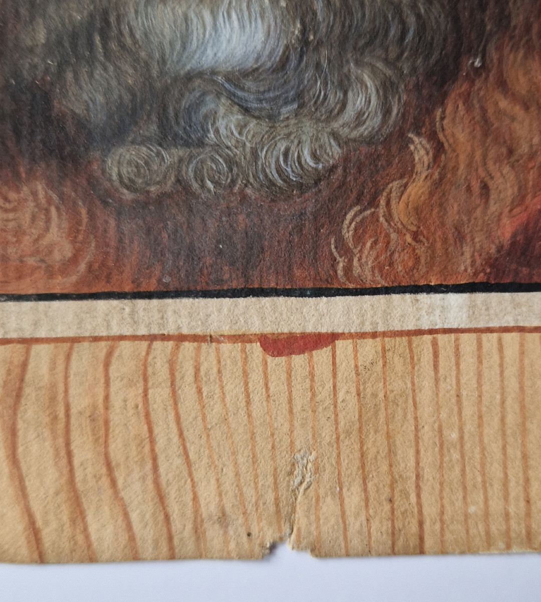 Dessin École française fin du XVIIIe siècle Trompe-l’œil d’un « dessin » sur fond de bois -photo-2