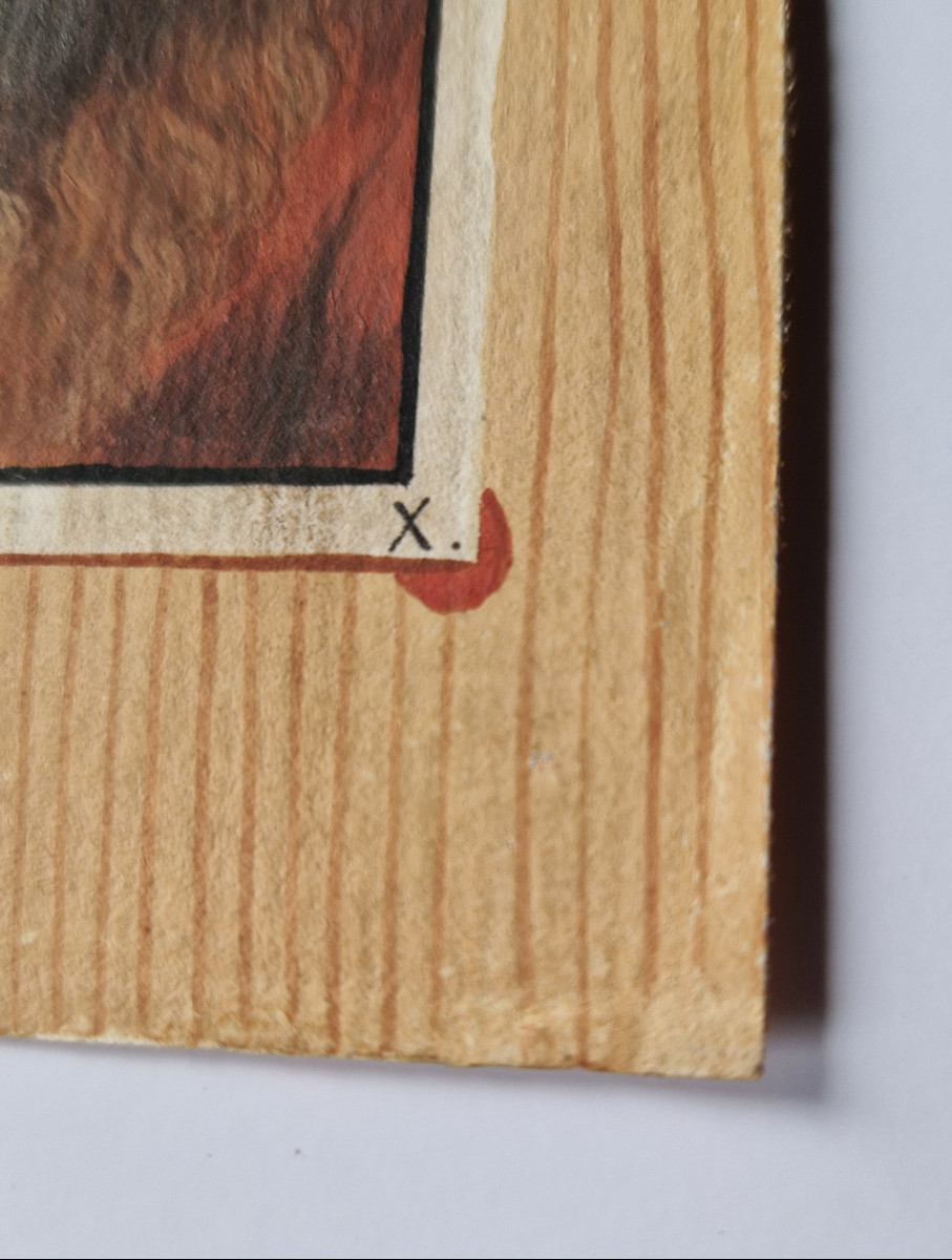 Dessin École française fin du XVIIIe siècle Trompe-l’œil d’un « dessin » sur fond de bois -photo-5