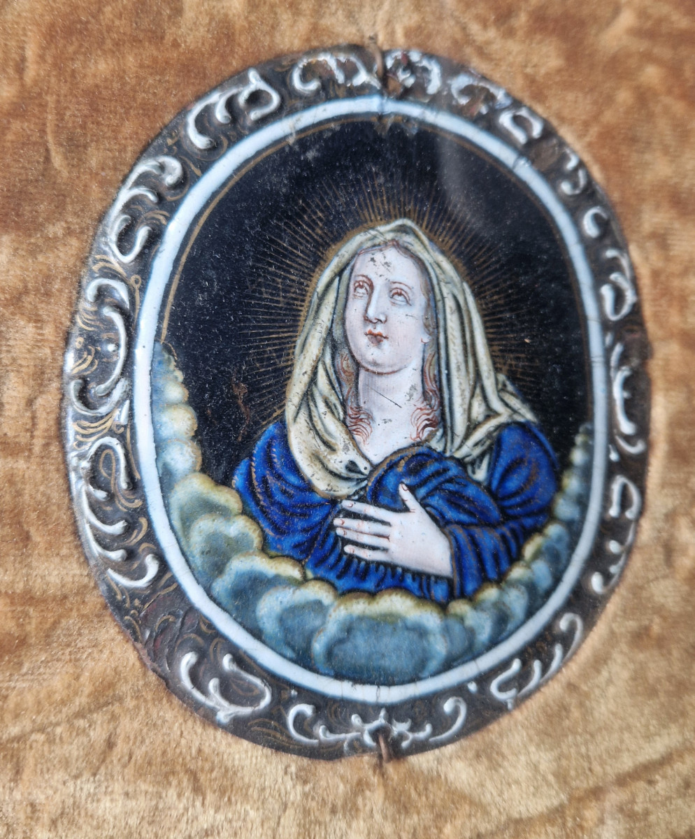 Plaque émaillée de Limoges représentant la Vierge Marie, attr à Jacques Laudin II (c.1663-1729)-photo-4