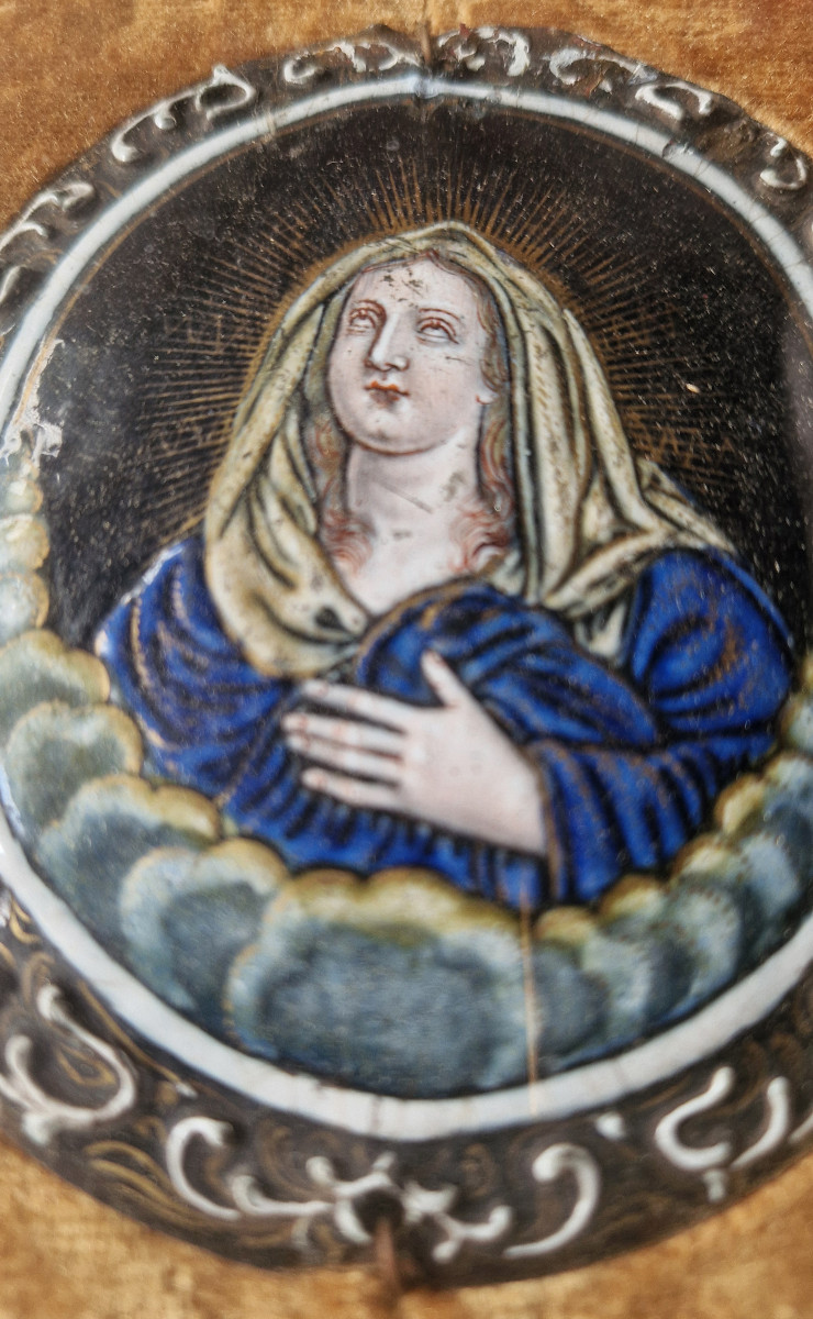 Plaque émaillée de Limoges représentant la Vierge Marie, attr à Jacques Laudin II (c.1663-1729)-photo-2