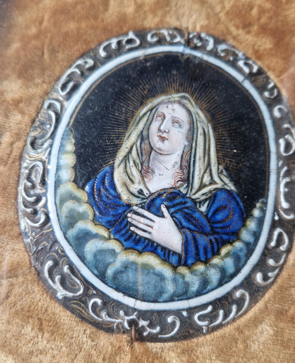 Plaque émaillée de Limoges représentant la Vierge Marie, attr à Jacques Laudin II (c.1663-1729)-photo-3