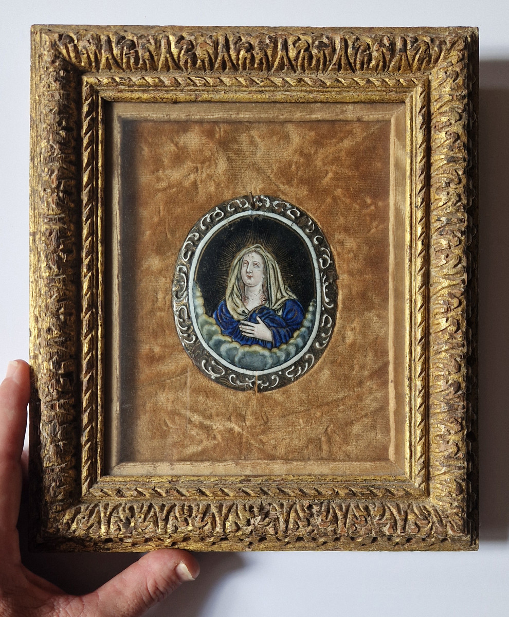 Plaque émaillée de Limoges représentant la Vierge Marie, attr à Jacques Laudin II (c.1663-1729)-photo-8
