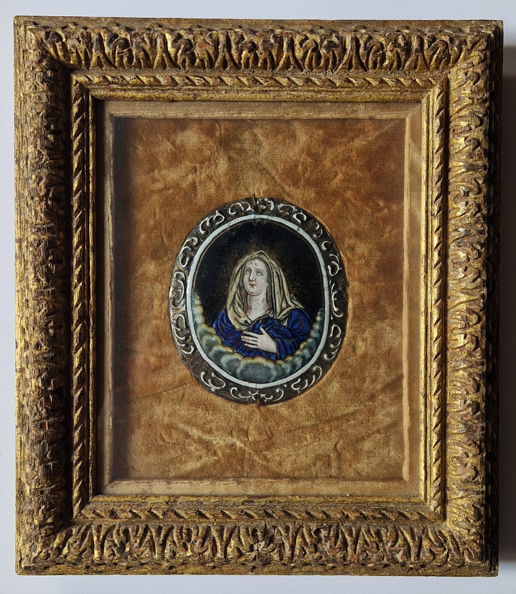 Plaque émaillée de Limoges représentant la Vierge Marie, attr à Jacques Laudin II (c.1663-1729)