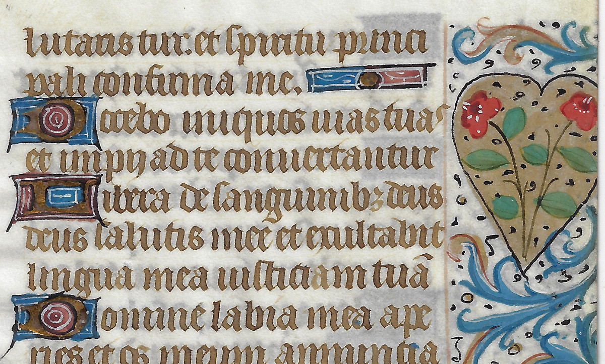 Page enluminée d'un livre d'heures - XVe siècle probablement France ou Flandres  -photo-1