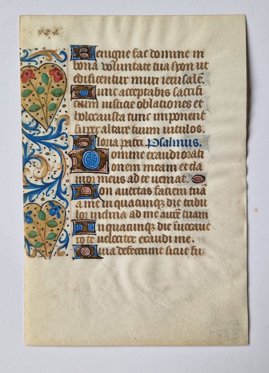 Page enluminée d'un livre d'heures - XVe siècle probablement France ou Flandres  -photo-3