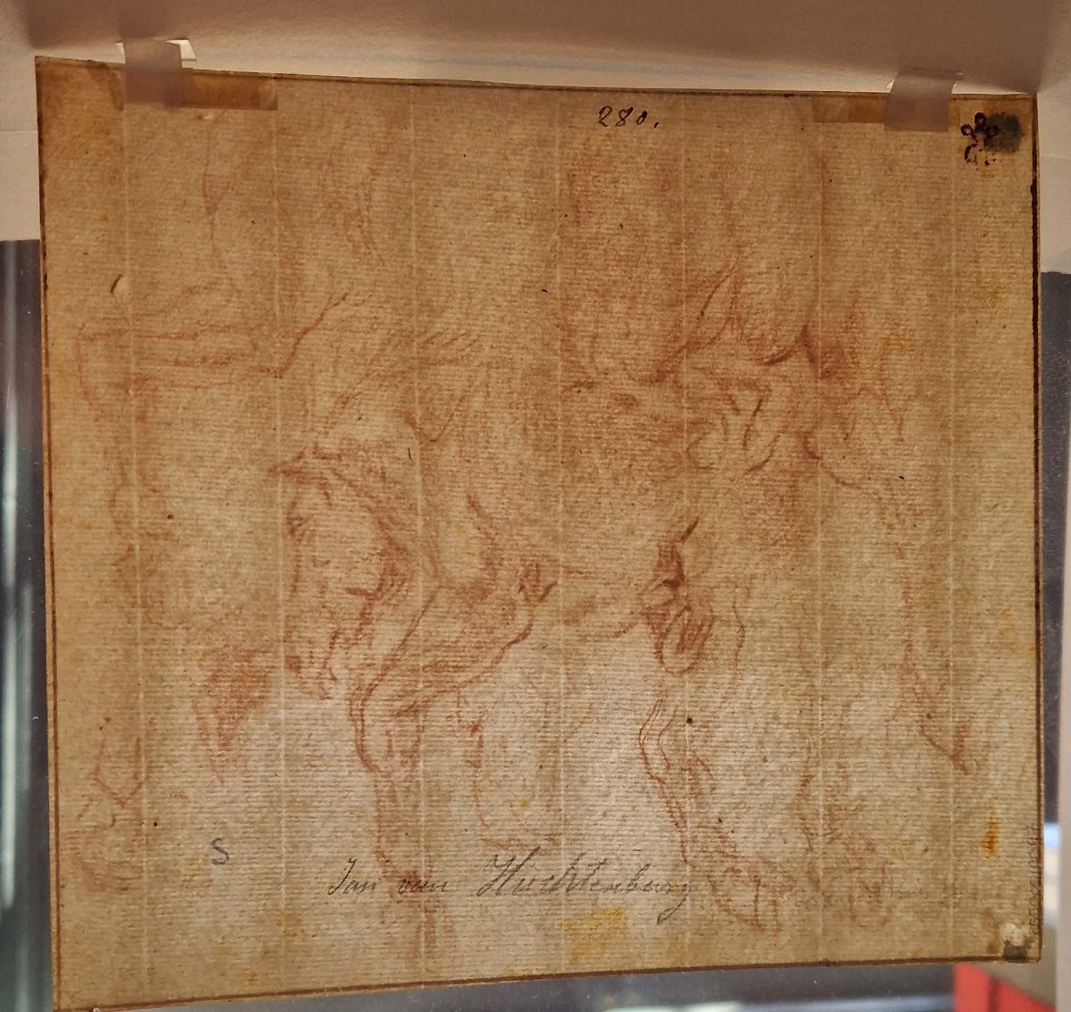 Dessin ancien hollandais XVIIe par Jan van Huchtenburg (1647–1733)  Feuille d'études de cheval -photo-5