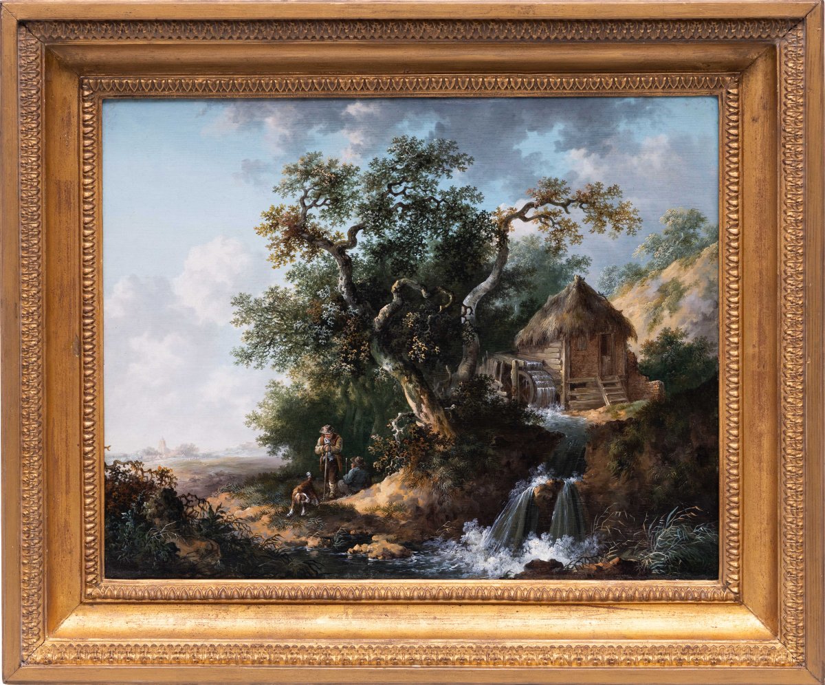 Tableau ancien XVIIIe par Andries Vermeulen (Dordrecht 1763–1814)  Paysage