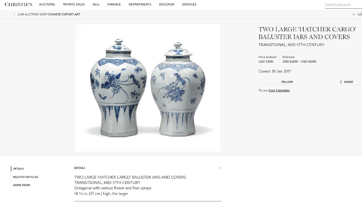 A Pair of Chinese Blue and White Porcelain Jars from the Hatcher Cargo c.1643 -photo-8