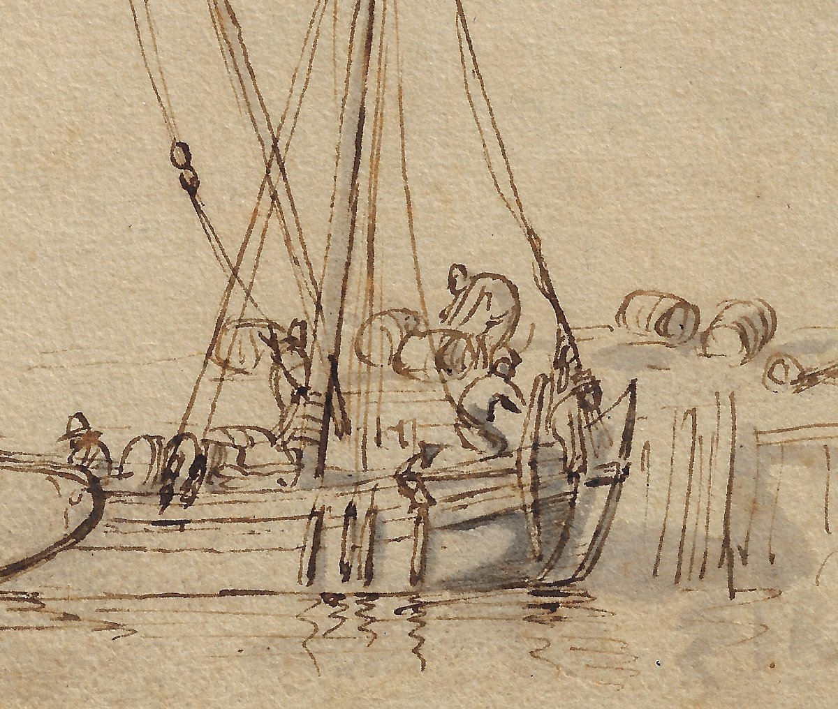 Dessin ancien École néerlandaise, vers 1650  Étude de bateau-photo-2