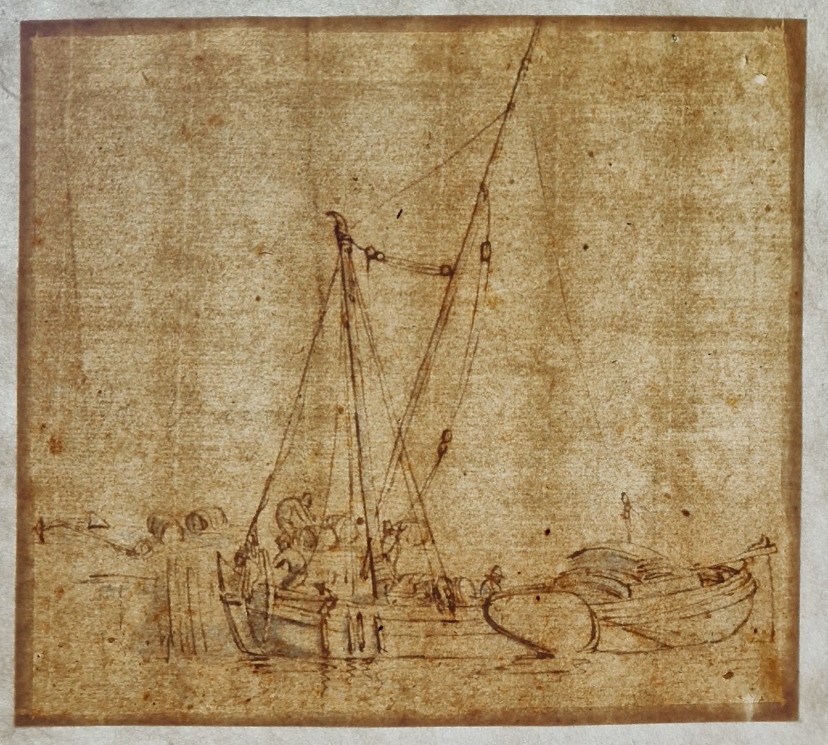 Dessin ancien École néerlandaise, vers 1650  Étude de bateau-photo-4